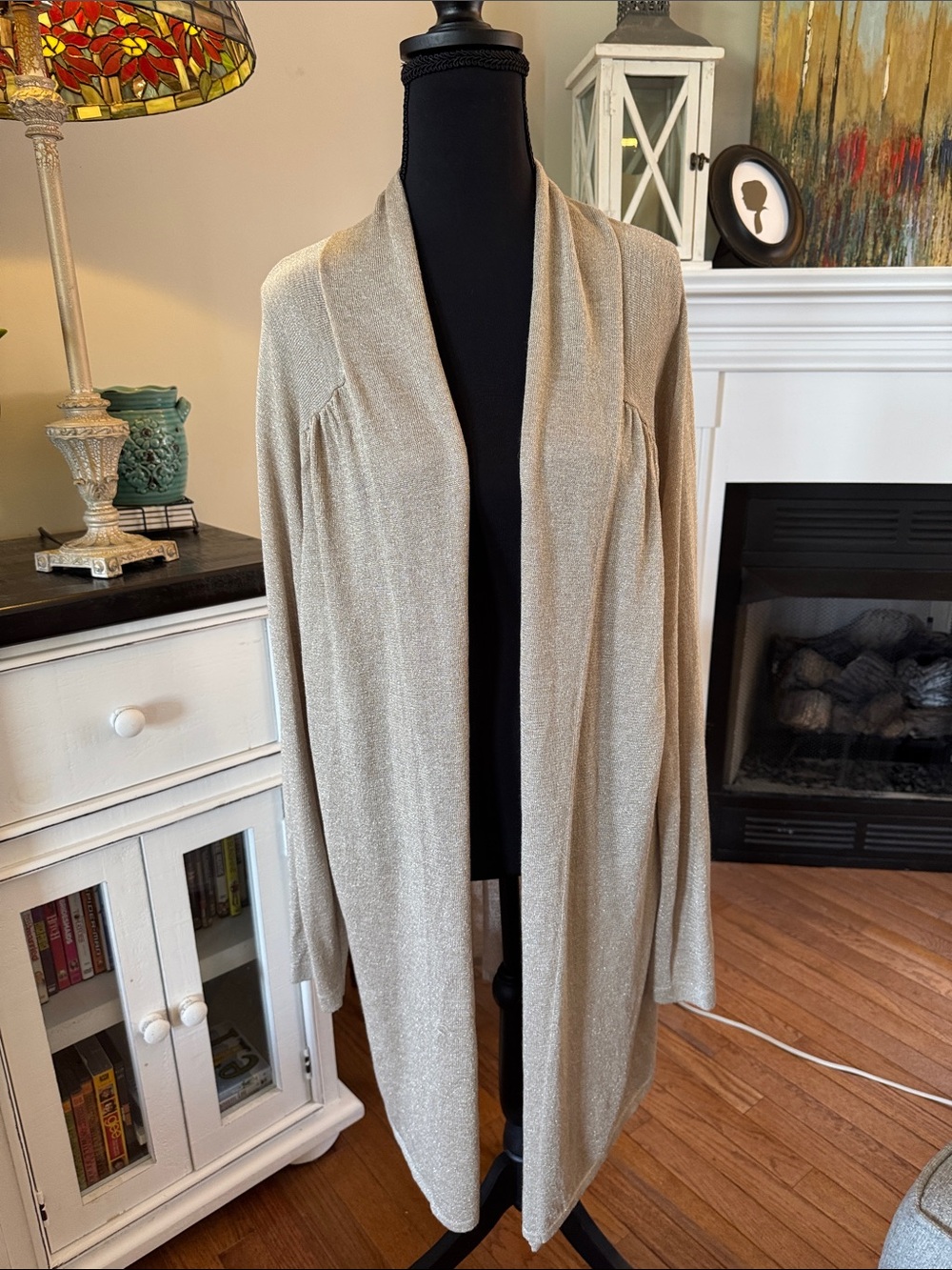 Lane Bryant Shimmery Champagne Open-Front Cardigan